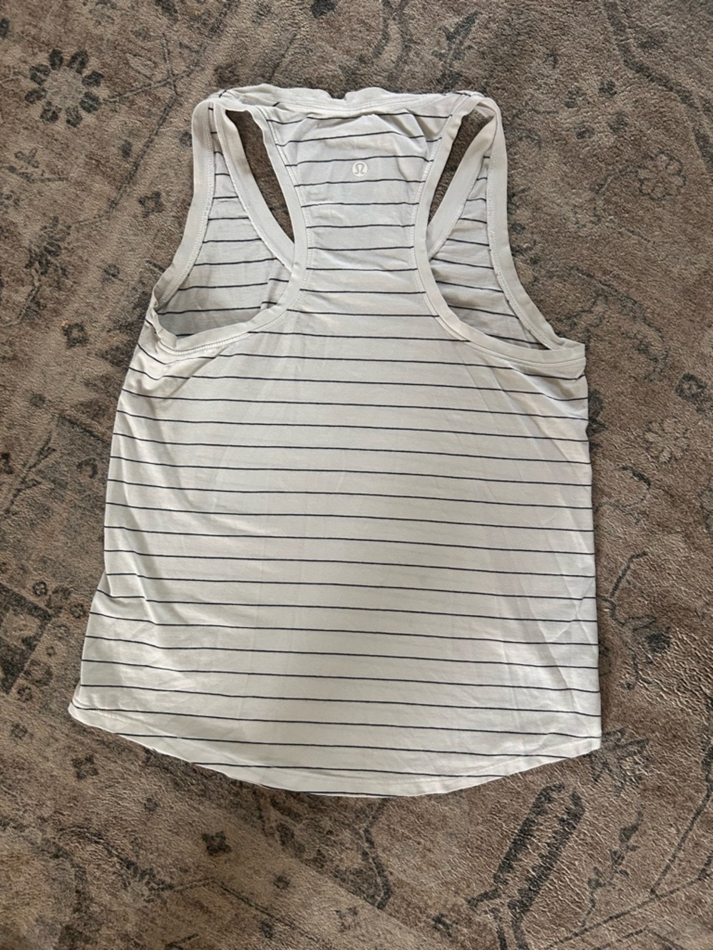 lululemon athletica White Tank Top with Thin black Stripes